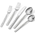 KINGSTONE 40 Pcs Hammered Silverware Set for 8, 18/10 Stainless Steel Heavy Duty Flatware Set, Tableware Cutlery Utensil Sets for Home Restaurant Dishwasher Safe