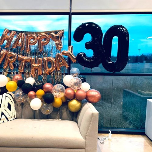 Black Number 40 Birthday Balloons - 40 Inch Large Mylar Foil 4 & 0 for 40th Birthday Party Decor