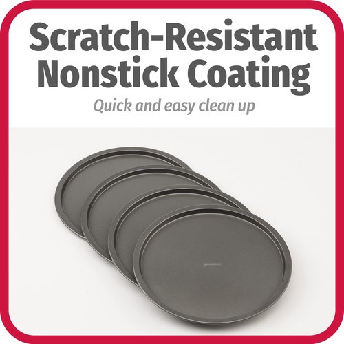 GoodCook Set of 4 Nonstick Steel 10 Inch Personal Pizza Pans Set, Gray
