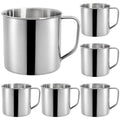 ZAVOOS 6 Pack Stainless Steel Coffee Mug with Handle, 18.5 Oz Metal Camping Coffee Cup, Unbreakable Portable Hiking Cup Tea Water Drinking Cups for Outdoor Travel, Picnics, Hot Cold Drinks