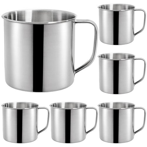 ZAVOOS 6 Pack Stainless Steel Coffee Mug with Handle, 18.5 Oz Metal Camping Coffee Cup, Unbreakable Portable Hiking Cup Tea Water Drinking Cups for Outdoor Travel, Picnics, Hot Cold Drinks