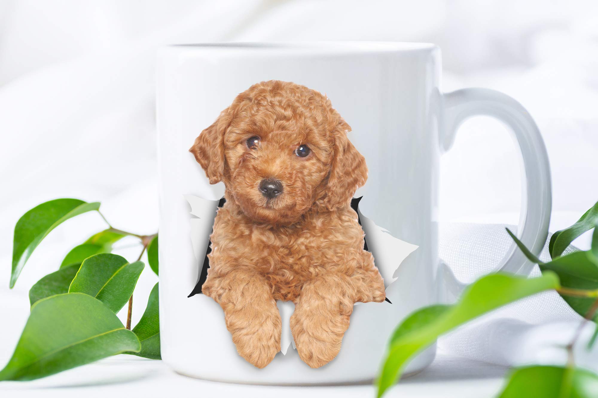 Funny Red Poodle Dog Mug - Ceramic Funny Coffee Mug - Perfect Dog Lover Gift - Cute Novelty Coffee Mug Present - Great Birthday or Christmas Surprise for Friend or Coworker, Men and Women (15oz)