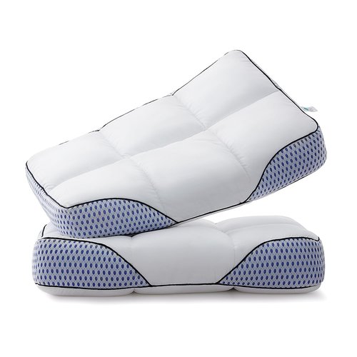 Glaciman Shredded Memory Foam Pillow for Side & Back Sleepers - Firm Ergonomic Pillow for Neck Pain Relief - Machine Washable, Breathable Cooling Mesh Gusset, Queen/Standard (15"x25"x4"), Pack of 2
