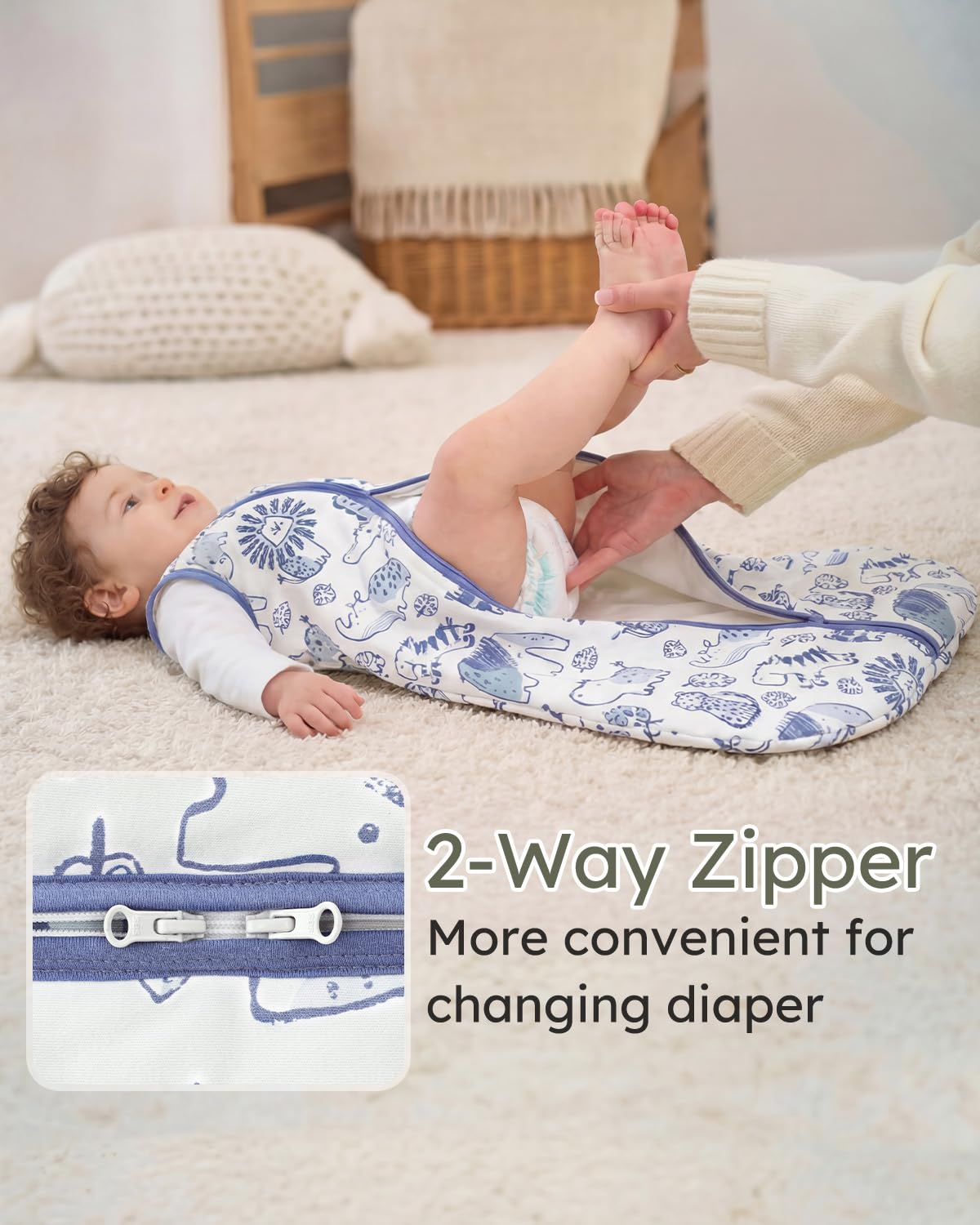 Yoofoss Baby Sleep Sack | 1.5 Tog Organic Cotton Wearable Blanket for Infants 0-6 Months