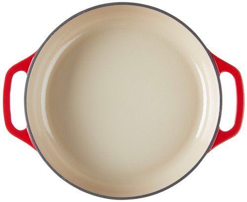Lodge EC3CC43 Enameled Cast Iron Covered Casserole, 3-Quart, Island Spice Red & SCRAPERPK Durable Pan Scrapers, Red and Black, 2-Pack