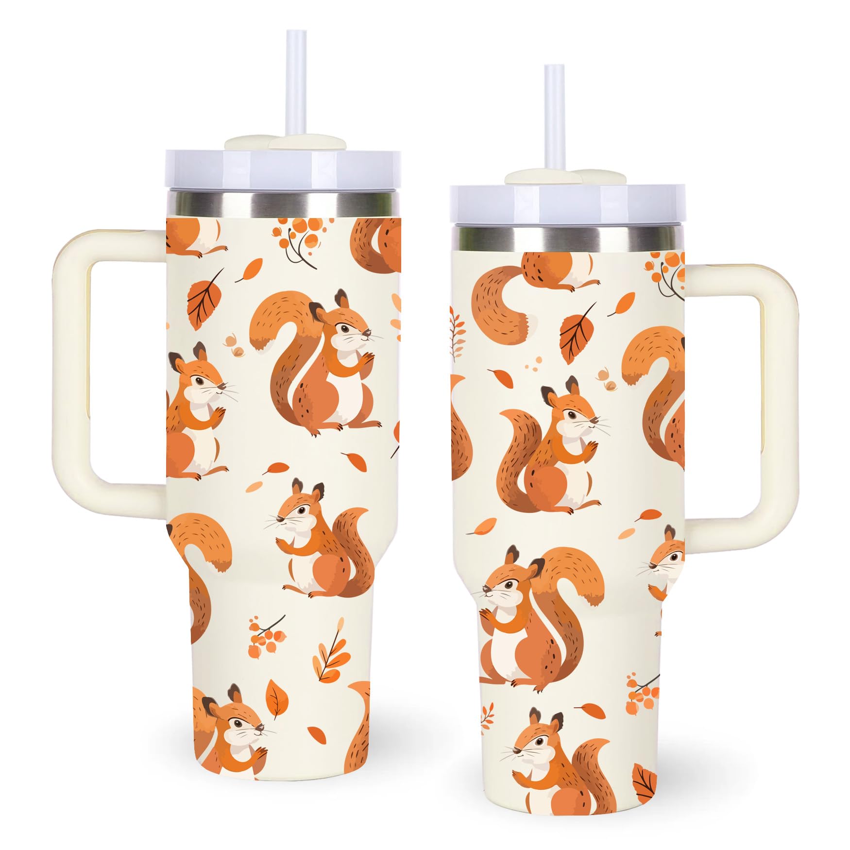momocici 40oz Squirrels Tumbler with Handle Gifts for Women.Squirrel Lover Cups Tumbler Gifts for Women.40 oz Birthday Christmas Squirrel Cup Tumblers for Squirrels Lover.