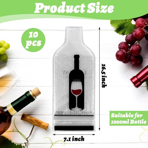 10 Sets Wine Bags for Travel, Reusable Wine Bottle Travel Protector Bags, Double Layer Leak Proof Wine Travel Bags for Wine Bottles Airplane Car Cruise Safety Impact Resist, Wine Sleeves for Suitcase
