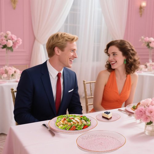 SUT 36Pcs Pink Plastic Plates, Hammered Plates Disposable Heavy Duty, Pink Disposable Plates With Gold Rim, Fancy Plastic plates Include 18 Dinner and 18 Dessert plates for Valentine's Day
