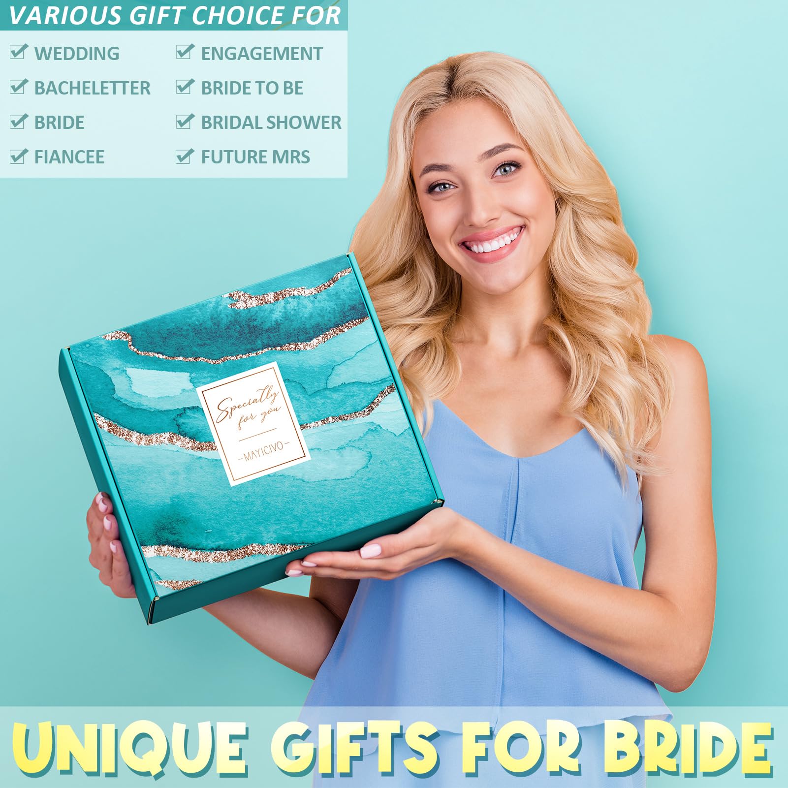 MAYICIVO Bridal Shower Gifts Bride Gifts for Bride to Be, Wedding Bachelorette Gift for Brides Future Mrs, Bachelorette Party Favors Engagement Gift for Her Women Fiancee w/Canvas Tote Bag Tumbler