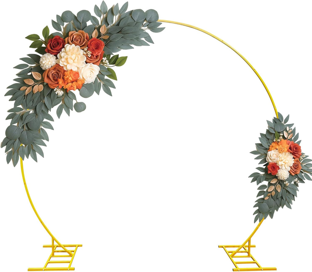 Skiennix Round Balloon Arch Stand - 8FT Gold Metal Circle Frame for Weddings & Events
