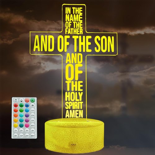 Cross 3D Night Light - Jesus Lamp with 16 Color Options, Remote Control & Timer | Perfect Gift for Christmas & Birthdays