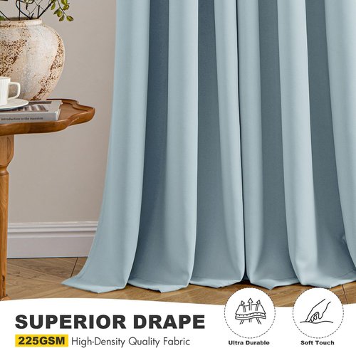 MIULEE Slate Blue Blackout Curtains - Thermal Insulated Room Darkening Drapes | 45 Inches Long, 2 Panels