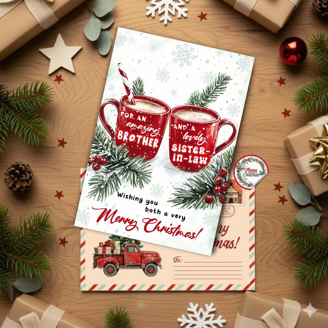Regine Switzerland Christmas Card - Thoughtful Holiday Greeting for Brother & Sister-in-Law | Festive Design with Envelope