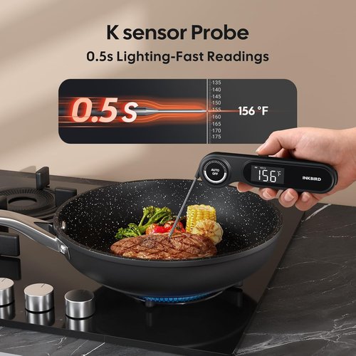 INKBIRD Instant Read Meat Thermometer - Rechargeable Digital Food Thermometer with VA LCD Screen | Waterproof, -58°F to 572°F