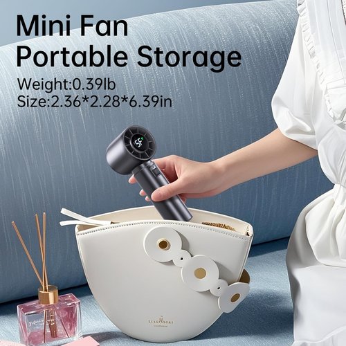 Eastfox Portable Handheld Turbo Fan, Personal Fan Battery 4000mAh Work for 3-16H, USB Rechargeable, 10800 High-Speed Motor, 5-Speeds Mini Hand held Fans for Outdoor, Travel, Home, Office (Black)
