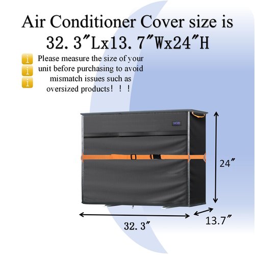 NGB Mini Split Air Conditioner Cover for Outside Units,600D Waterproof Air Conditioner Mini Split Cover,Outdoor Rectangular Air Conditioner Covers for AC Units, Fits up to 32.3" L x 13.7" W x 24" H.