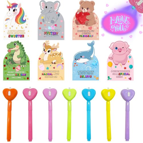 ZZPQ 28 Pack Invisible Ink Pens for Kids Easter Gifts, Spy Pens Magic Toys with UV Light, Basket Stuffers Fillers, Easter Party Favors for Kids, Classroom Easter Prizes for Boys Girls