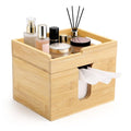 InnJoey Bamboo Face Towel Holder with 120 XL Towels - Open-Top Skincare Organizer for Facial Cleansing Wipes & Beauty Essentials - Bathroom Countertop Vanity Organizer