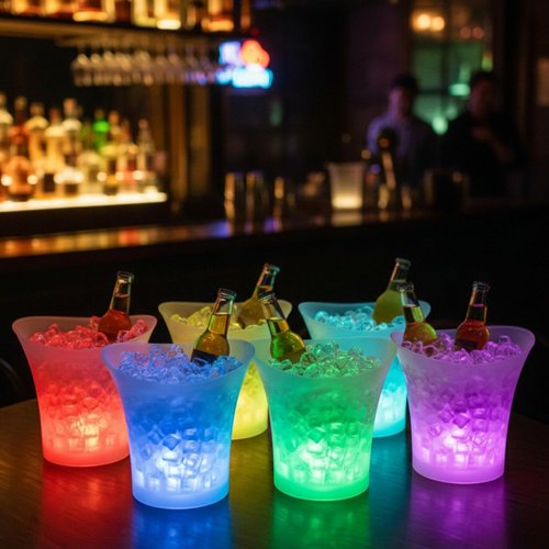 Lounsweer 6 Pcs LED Ice Bucket 5l Large Capacity Drink Buckets for Party Colorful Drink Containers Bulk with Lights for Home Bar Restaurant Chilling Champagne Wine Beer