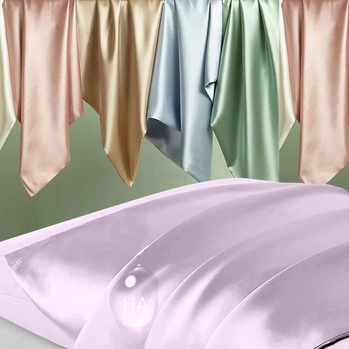 Mulberry Silk Pillowcases by Skiennix - Anti-Acne & Smooth Beauty Sleep | Standard Set of 2, Lavender