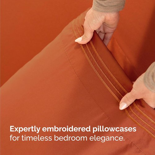 Hotel Luxury Twin Size 3-Piece Sheet Set by [Brand Name] - Comfy, Breathable & Cooling - Deep Pockets, Soft & Wrinkle-Free in Terracotta