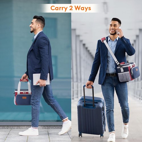 Lifewit Insulated Lunch Bag - Soft Cooler Tote for Adults | Holds 12 Cans (9L) - White, Red & Blue