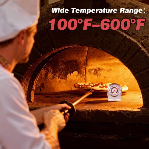 CloudHand Oven Thermometer, 2 Inch Stainless Steel Baking Thermometer for Oven and Grill, Dual Scale 100–600°F / 50–300°C, Hang or Stand Design with Clear Dial and Color Zones