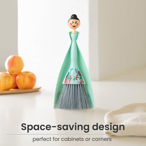 Vigar Mini Broom and Dustpan Set, Small Broom and Dustpan Set for Dust, Pet Hair, Car, and Crumb, Perfect for Home and Camping Essentials, Turquoise