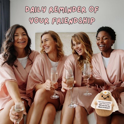 M.O.Q. Bridesmaid Proposal Wedding Party Will You Be My Bridesmaid Maid of Honor Positive Potato Gifts Ideas, Bachelorette, Small Cute Stuff Things, Handmade Crochet (Maid of Honor)