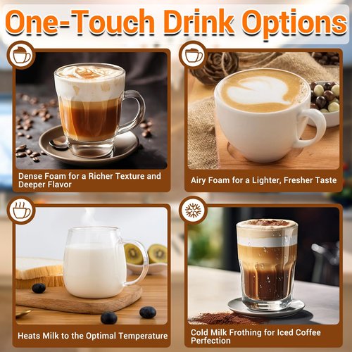 Milk Frother, 4-in-1 Electric Milk Steamer with Warm and Cold Foam Maker, Milk Heater and Warmer Hot & Cold Milk Foamer Maker for Latte Coffee Chocolate