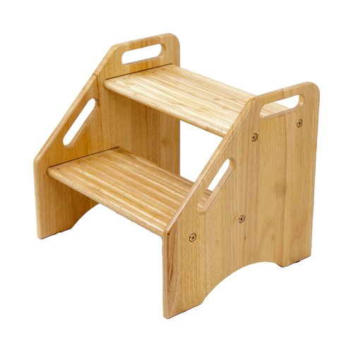 NABYTOK Wooden Step Stool for Toddlers and Adults, 300 lbs Capacity, Two Tier Bathroom Stool with Handles, Lightweight Non-Slip Pads, for Toilet, Sink or Kitchen Use