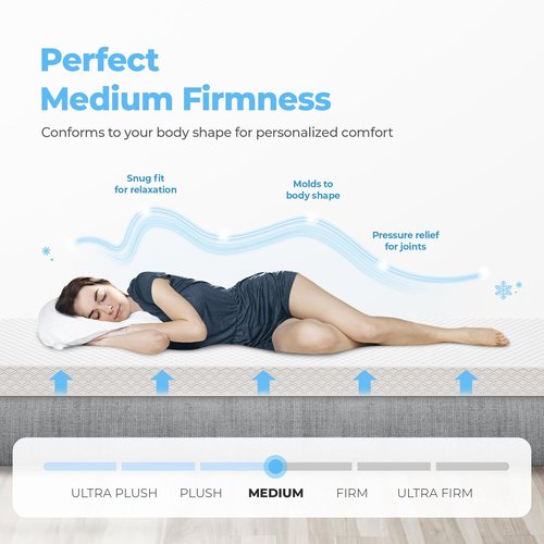 Neo Sleep 10 Inch King Cooling Gel Memory Foam Mattress - Medium Firm Pressure Relief | CertiPUR-US Certified