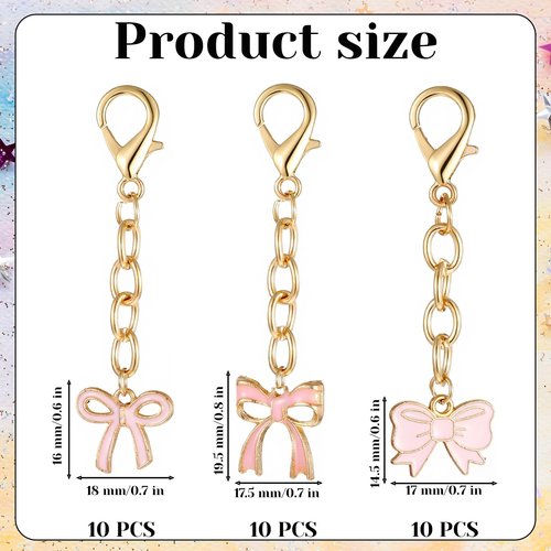 Qulkws 30 Piece Pink Bow Keychains Party Favors Cute Bowknot Key Chains Bow Birthday Party Decorations Supplies Gifts for Women Girls Team