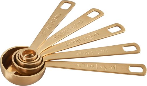 Le Creuset Measuring Spoons - Gold Set of 5 for Precise Cooking Measurements (1/8, 1/4, 1/2 Tsp & 1 Tb)