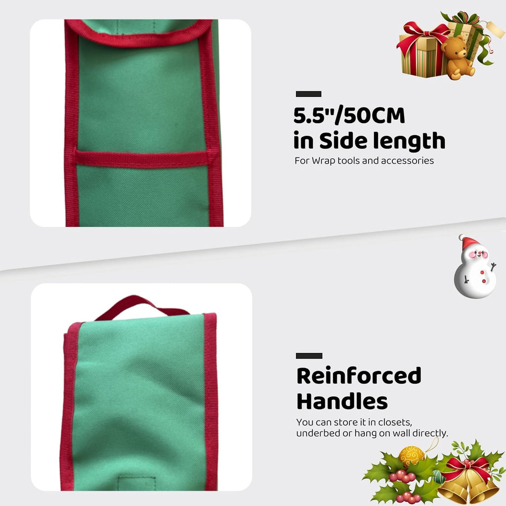OUTTDID Wrapping Paper Storage Bag - 31" Gift Organizer with Pocket for Crafts | Holds 9 Rolls, Green