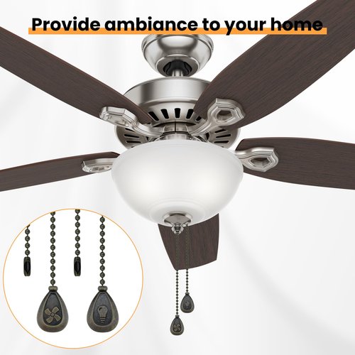 MARRTEUM Ceiling Fan Pull Chain Extender, 4 Pcs 12 Inches Long Ceiling Fan Pull Chain Extension Pendant Ornament Set with Connector for Ceiling Fan and Light Lamp Decoration (Antique Bronze)