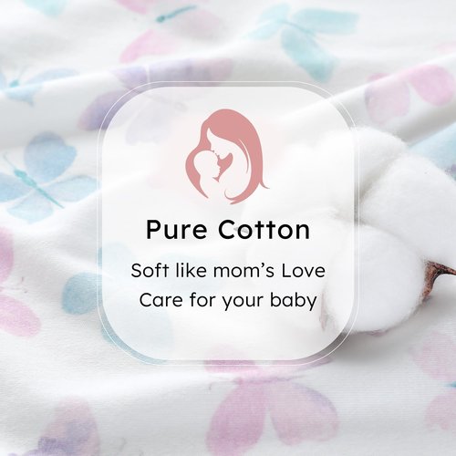 FIEMOL Baby Sleep Sack 6-12 months, 100% Cotton Sleep Sack for Newborn, Wearable Blanket Baby, 0.5 Tog Lightweight Double Zipper Sleeping Bag Butterfly 1 Pack