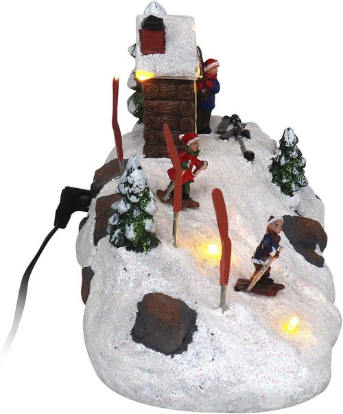 Christmas Village | Pre-Lit Ski Down The Mountain Tabletop Decoration - Perfect Holiday Centerpiece