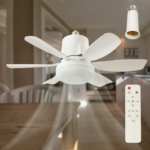 Screw in Ceiling Fan Light Bulb, Socket Fan Light with Remote 20" 3000-6000k 40W White