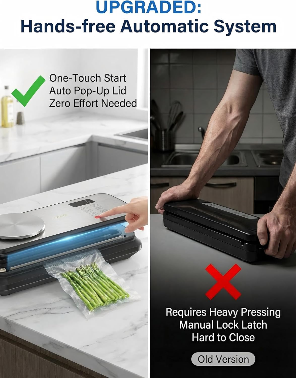 Skiennix Vacuum Sealer - 90kPA Powerful Food Saver with Digital Kitchen Scale & 12-in-1 Modes | Includes 10 Bags & 1 Roll