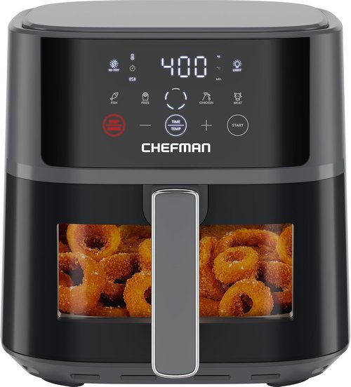 Chefman Air Fryer - 6 QT Compact Airfryer with Hi-Fry Technology & Easy-View Window - Grey