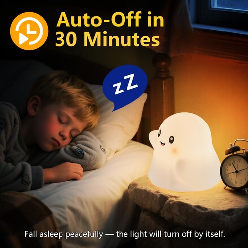 NEXTANG Ghost Night Light for Kids – Gift & Fun Toy for Kids, Touch Tap Lamp with Sounds, Squishy Silicone, Eye-Safe LED, 30-Min Timer, Dimmable Rechargeable Bedside Table Lamp – Gift for Boys & Girls