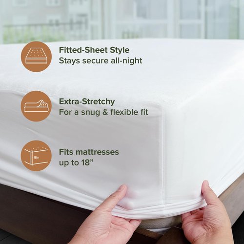 Beckham Hotel Collection Mattress Protector — Hotel-Grade Cotton Blend, Silent Waterproof Protection, Low-Profile Design That Preserves Mattress Feel, Queen