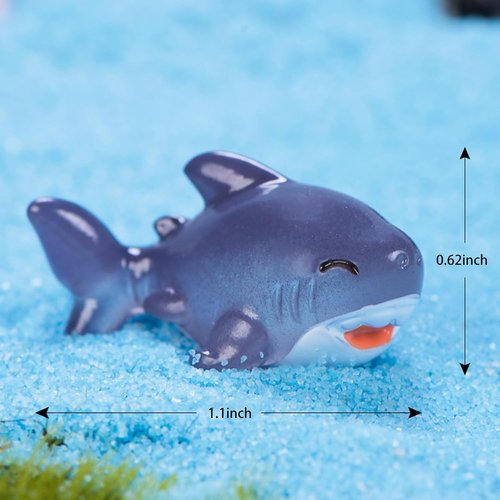 Exasinine Miniature Shark DIY Decoration Kit - 30 Pcs Resin Fish Tank Accessories for Fairy Garden & Terrarium (Gray)