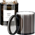 SheeChung Qtip Holder - 12 oz Apothecary Jar Set | Stylish Bathroom Organizer for Cotton Swabs & Pads - Translucent Black
