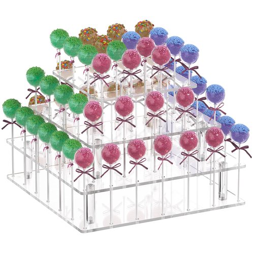 Clear Acrylic Cake Pop Stand Lollipop Display Holder Tower 56 Hole 3 Tiered Candy Tree for Party Decorating Wedding Events Supplies