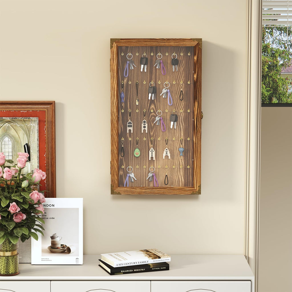 bimiti Wall-Mounted Keychain Display Case - 5-Tier Organizer Shelf for Large Capacity Storage, Perfect for Pocket Watches, Fishing Lures, Collectibles & Home/Office Decor