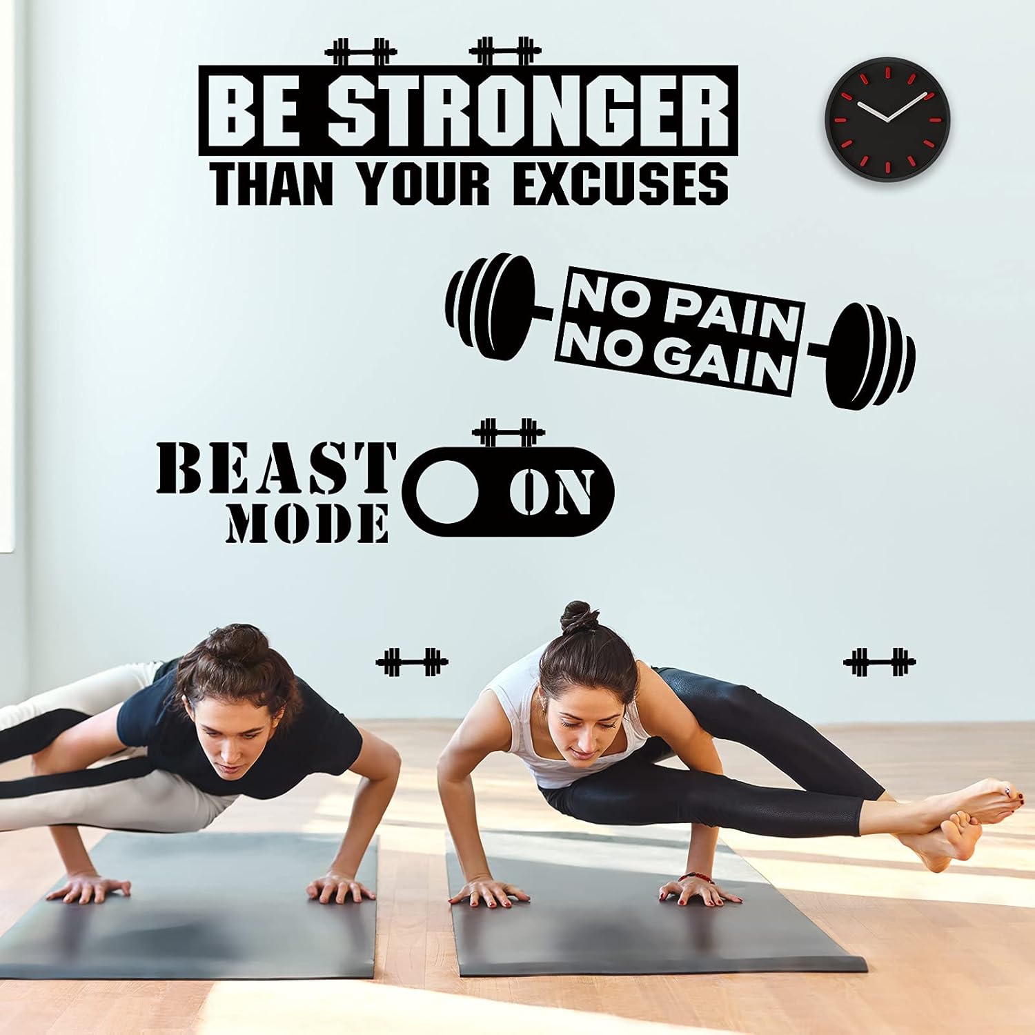 Zonon Gym Wall Decal Set - Inspirational Quotes for Fitness | "Be Stronger Than Your Excuses" Design