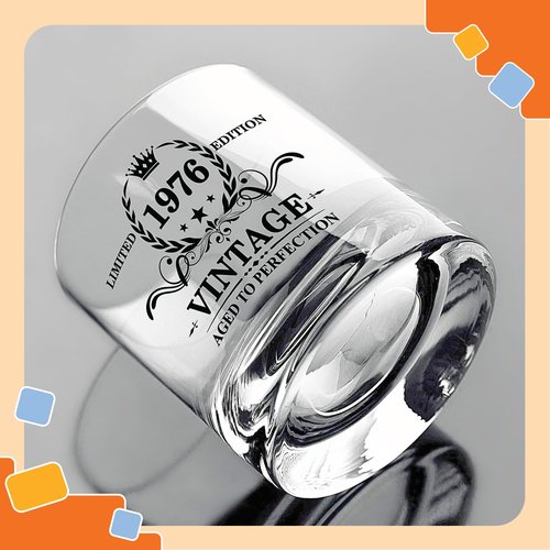NewEleven 50th Birthday Gifts For Him, Men - 1976 50th Birthday Decorations, Funny Gifts For Men, Husband, Dad - Cool Whiskey Gifts Idea From Her, Wife - Whiskey Glass