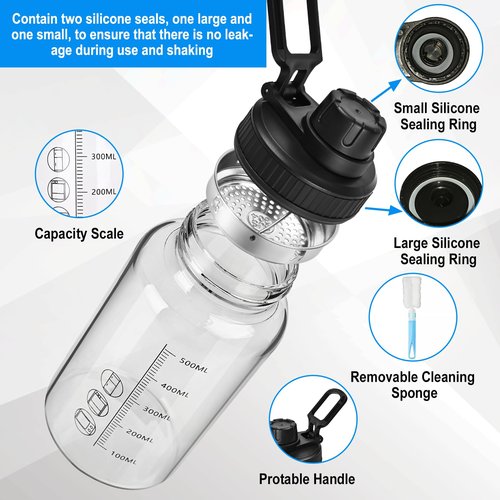 BNCWCQZ Glass Shaker Bottle, 2 Pack 22oz BPA-Free Odorless Shaker Bottle with 304 Stainless Steel Ball and Removable Cleaning Brush for Fitness Protein Mixes
